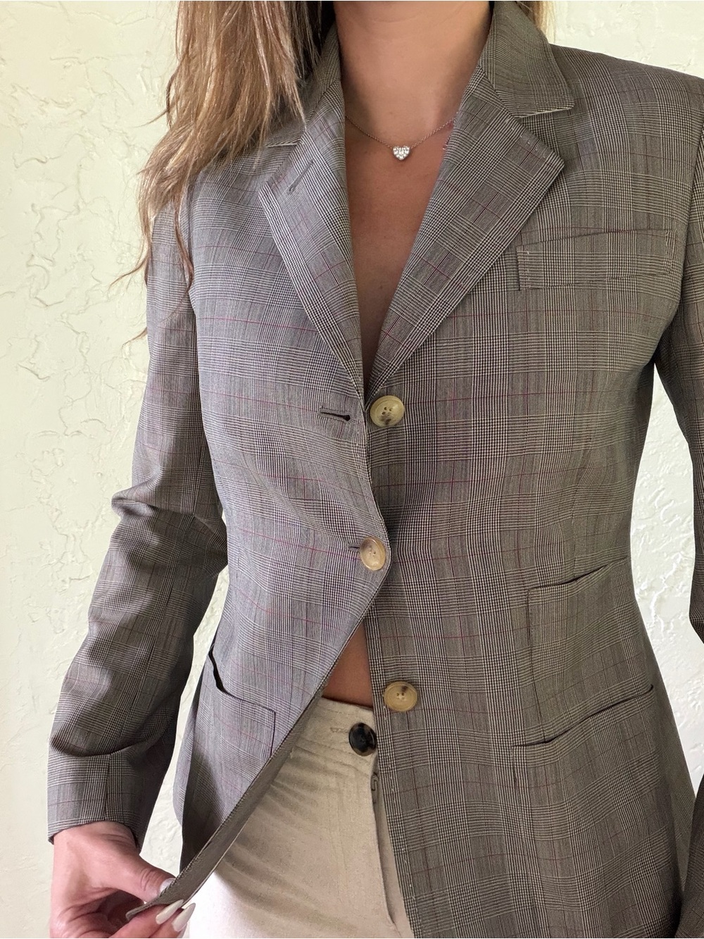 Paul Smith Taupe Brown Plaid Three-Button Sport Coat